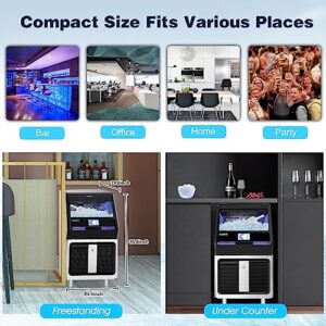 GSEICE Commercial Ice Maker Machine,280lbs/24H with 70lbs Ice Storage Capacity, 20” Air Cooled Undercounter Full Cube Ice Maker, 304 Stainless Steel Smart Control Ice Machine for Home Business Party