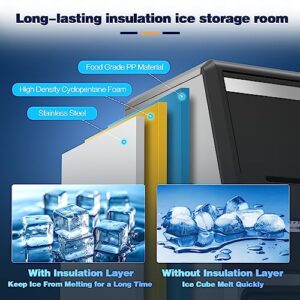 GSEICE Commercial Ice Maker Machine,280lbs/24H with 70lbs Ice Storage Capacity, 20” Air Cooled Undercounter Full Cube Ice Maker, 304 Stainless Steel Smart Control Ice Machine for Home Business Party