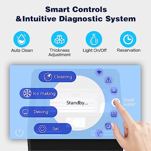 GSEICE Commercial Ice Maker Machine,280lbs/24H with 70lbs Ice Storage Capacity, 20” Air Cooled Undercounter Full Cube Ice Maker, 304 Stainless Steel Smart Control Ice Machine for Home Business Party