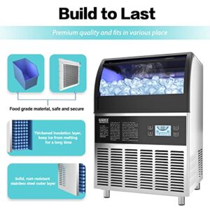 GSEICE Commercial Ice Maker Machine,440lbs/24H with 80lbs Ice Storage Capacity, 24” Air Cooled Freestanding Ice Machine, Automatic Operation Self Clean Ice Cube Maker for Home Office Bar Restaurant