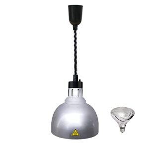 hanging food heat lamps ceiling food warmer with infrared bulb warming lamps retractable style (dia25cm(silver))