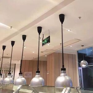 Hanging Food Heat Lamps Ceiling Food Warmer with Infrared Bulb Warming Lamps Retractable Style (Dia25cm(Silver))