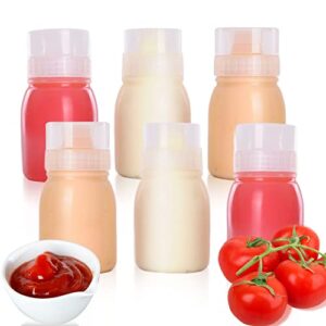 RAMFIYN Condiment Porous Squeeze Bottles, Small Salad Dressing Container, Squeeze Bottles for Sauces, Multi-nozzle Salad Squeeze bottle, BBQ Sauce, Oil Bottles- 6 pcs 6oz, 5 nozzles