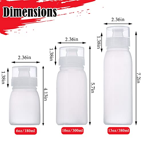 RAMFIYN Condiment Porous Squeeze Bottles, Small Salad Dressing Container, Squeeze Bottles for Sauces, Multi-nozzle Salad Squeeze bottle, BBQ Sauce, Oil Bottles- 6 pcs 6oz, 5 nozzles