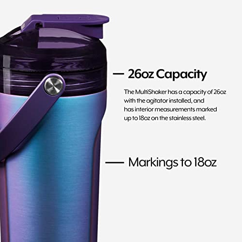 BrüMate MultiShaker Blender Shaker Bottle | 100% Leakproof Insulated Stainless Steel Shaker Bottle | Protein Shaker Bottle, and Pre Workout Bottle for the Gym | 26oz (Dark Aura)