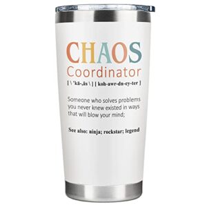 gifts for women - unique boss lady gifts for women, her, mom, coworker, manager, teacher, boss - chaos coordinator gifts - birthday gifts for women - thank you gifts for women teacher - 20oz tumbler