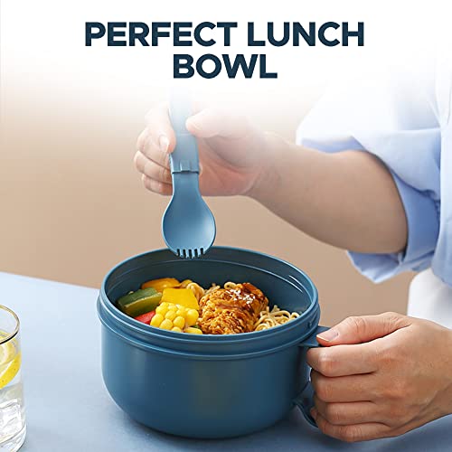 MON10 Microwave Ramen Bowl Set Noodle Bowls With Lid and Spoon, Microwave Safe Ramen Cooker Noodle or Soup Bowl, BPA Free, Office College Dorm Room essential Instant Cooking (Yellow)