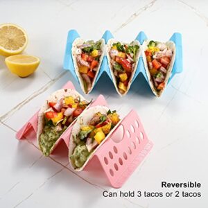 7PCS Colorful Taco Holder Stands Set of 6 or 4 - Premium Large Taco Tray Plates Holds Up to 3 or 2 Tacos Each, Taco Holders, Taco Stand, BPA Free, Dishwasher and Microwave Safe