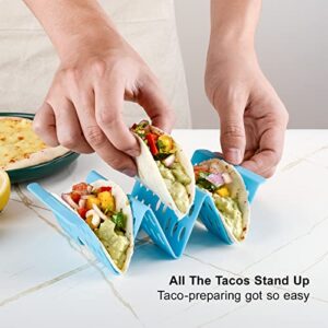 7PCS Colorful Taco Holder Stands Set of 6 or 4 - Premium Large Taco Tray Plates Holds Up to 3 or 2 Tacos Each, Taco Holders, Taco Stand, BPA Free, Dishwasher and Microwave Safe