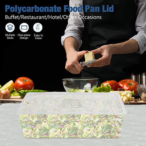 Restlrious Notched Food Pan Lid Full Size Plastic Chafer Food Pan Cover Polycarbonate, Clear 3 Pieces Stackable Food Pan Lid with Handle for Food Storage in Kitchen, Restaurant, Foodservice Area