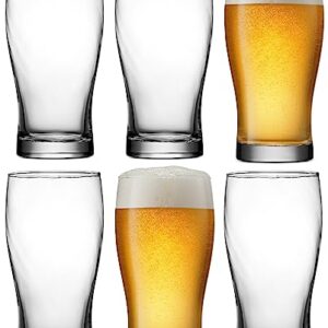 Glaver's Pilsner Beer Glasses Set of 6. 19 Oz Pint Glasses, Unique Designed Drinking Glass Cups. Bar Glasses For Cocktails, Beer, Soda, Juice, Smoothies. Ideal Gift For Men.