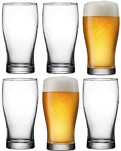 Glaver's Pilsner Beer Glasses Set of 6. 19 Oz Pint Glasses, Unique Designed Drinking Glass Cups. Bar Glasses For Cocktails, Beer, Soda, Juice, Smoothies. Ideal Gift For Men.