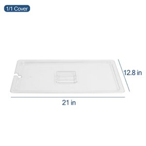 Restlrious Notched Food Pan Lid Full Size Plastic Chafer Food Pan Cover Polycarbonate, Clear 3 Pieces Stackable Food Pan Lid with Handle for Food Storage in Kitchen, Restaurant, Foodservice Area