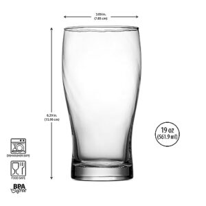 Glaver's Pilsner Beer Glasses Set of 6. 19 Oz Pint Glasses, Unique Designed Drinking Glass Cups. Bar Glasses For Cocktails, Beer, Soda, Juice, Smoothies. Ideal Gift For Men.