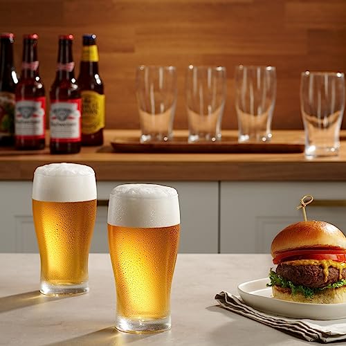 Glaver's Pilsner Beer Glasses Set of 6. 19 Oz Pint Glasses, Unique Designed Drinking Glass Cups. Bar Glasses For Cocktails, Beer, Soda, Juice, Smoothies. Ideal Gift For Men.