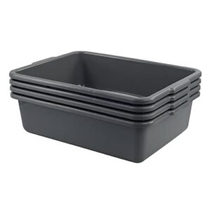 parlynies 4-pack 24 l large plastic bus box, commercial bus tubs, gray