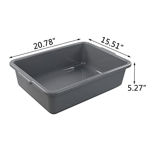 Parlynies 4-Pack 24 L Large Plastic Bus Box, Commercial Bus Tubs, Gray