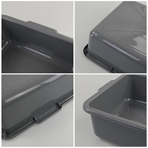 Parlynies 4-Pack 24 L Large Plastic Bus Box, Commercial Bus Tubs, Gray