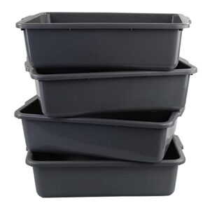 Parlynies 4-Pack 24 L Large Plastic Bus Box, Commercial Bus Tubs, Gray