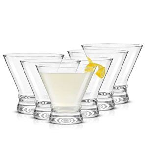 joyjolt martini glasses set of 6 - cocktail glasses - 8oz stemless martini glasses - margarita glasses - liquor drinking glasses - bar glass - glass dessert cups - martini glass cups