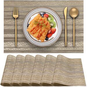 blibalaskr placemats, table mats set of 6, heat resistant place mats, non slip washable placemat, easy clean place mat for kitchen table outdoor indoor decoration(6 piece set,golden coffee color)