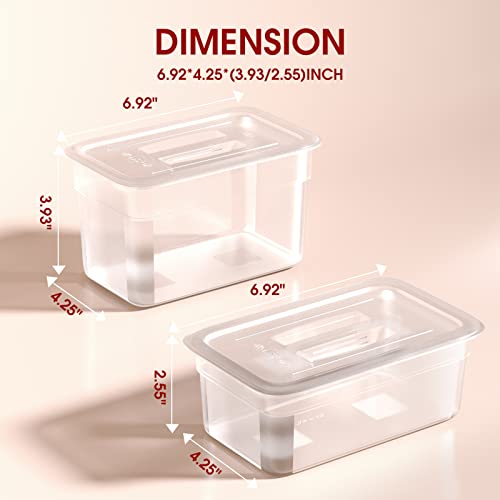 WantJoin 1/9 Size Plastic Clear Food Pans with Lids,6 Pack 2.5 Inch Restaurant Food Storage Containers with Handle,Stackable Polycarbonate Hotel Pans