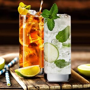 Highball Drinking Glasses Set of 4, Lead-Free Water Glasses. 13oz Tall Drink Glasses for Tom Collins, Mojito, Mixed Drink. kitchen and bar Cocktail Glass Cups Set-, Clear Glassware Sets