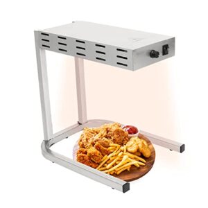 restlrious french fry warmer commercial heat lamp food warmer in 16” height, 1 pack free standing electric infrared heating dump station, 500w stainless steel food warming light with stand