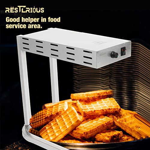 Restlrious French Fry Warmer Commercial Heat Lamp Food Warmer in 16” Height, 1 Pack Free Standing Electric Infrared Heating Dump Station, 500W Stainless Steel Food Warming Light with Stand