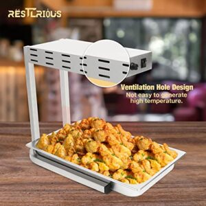 Restlrious French Fry Warmer Commercial Heat Lamp Food Warmer in 16” Height, 1 Pack Free Standing Electric Infrared Heating Dump Station, 500W Stainless Steel Food Warming Light with Stand