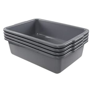 yarebest 32 liter large plastic bus trays, commercial bus tub box set of 4, grey