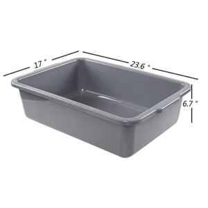 Yarebest 32 Liter Large Plastic Bus Trays, Commercial Bus Tub Box Set of 4, Grey