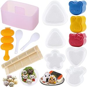 gpurplebud onigiri mold set 13pcs - spam musubi maker press rice ball mold sushi rolling mat rice mold musubi maker sushi making kit for kids lunch bento and home diy