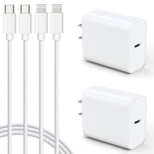 iphone fast charger 10 ft [apple mfi certified] 2 pack pd 20w usb c charger block with 10ft long type c lightning cable for iphone 14 13 12 11 xs xr x 8 ipad,white