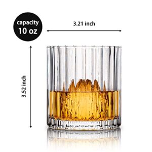 Combler Whiskey Glasses, Bourbon Glass 10oz, Cocktail Glasses Set of 4, Rocks Glasses, Crystal Old Fashioned Glass, Whiskey Gifts for Men, Drinking Glasses for Vodka Scotch Liquor Malt Cognac Rum