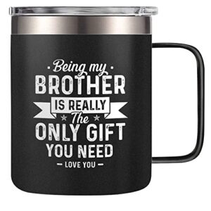 sandjest 14oz coffee mugs with handle for brother- insulated coffee mug gifts for brother from sisters, brothers, congratulation, birthday gift ideas