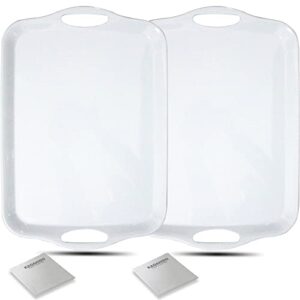 large melamine serving trays for eating, 17.5’’ x 12’’ serving platter for appetizer, charcuterie, food, snack, cupcakes, dessert, bpa-free, dishwasher safe tray, set of 2, white