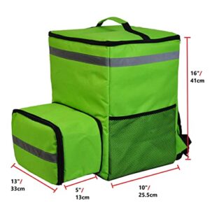 Food Delivery Backpack, Expandable Catering Cooler Bag, Insulated Bag With Cupholder, Waterproof Pizza Bag for Uber Eats Doordash Grubhub Thermal Food Bag for Bike for UberEats (Green)