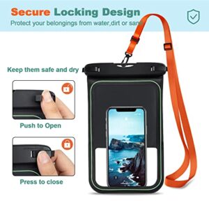 SUPFINE 2 Pack Waterproof Phone Pouch Floating, Large Waterproof Cell Phone Case, IPX8 Waterproof Dry Bag with Lanyard for iPhone 14 Pro Max/ 13/12/ 11/ Galaxy S23 Ultra S22 Vacation Swimming- Black