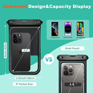 SUPFINE 2 Pack Waterproof Phone Pouch Floating, Large Waterproof Cell Phone Case, IPX8 Waterproof Dry Bag with Lanyard for iPhone 14 Pro Max/ 13/12/ 11/ Galaxy S23 Ultra S22 Vacation Swimming- Black