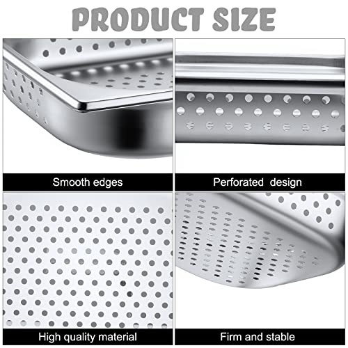 2 Pack Deep Perforated Steam Pan Stainless Steel Half Size Perforated Steam Table Food Pan Restaurant Supplies for Kitchen (12.8'' x 2.56'' x 10.43'')