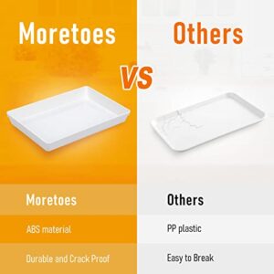 Moretoes 5pcs Serving Tray for Party, 16 x 11 Inches Plastic Trays for Serving Food, White Stackable Platters for Food Snack Dessert Cookies, BPA Free