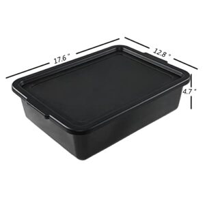 Uumitty 3-Pack Plastic Bus Tub with Lid, 13 L Black Commercial Bus Box with Handle