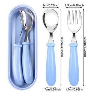 Toddler Utensils, Toddler Forks and Spoons,Stainless Steel Baby Utensils Baby Silverware Set with Storage Box for Safe Dining (3 Set with Case)