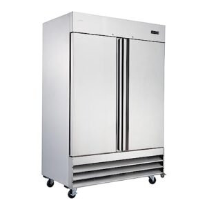smad 47 cu. ft. commercial freezer, 2 solid door upright reach in freezer with removeble shelves and inner lighting for restaurant, bar, shop, etc