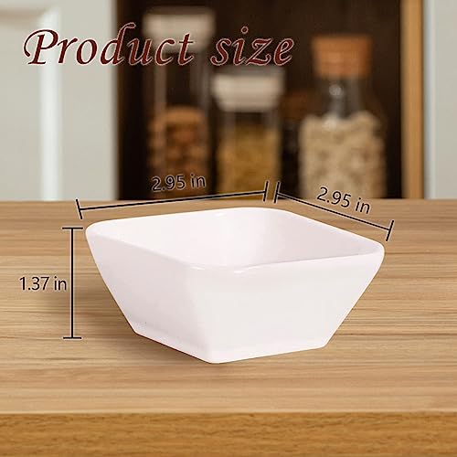 DRAONGYE 3 Ounce 6 Pack White Ceramic Dip Bowl Set, Mini Bowl Soy Sauce Plate, Condiment Server, Can be Used for Ketchup, Sauce, Vinegar, Soy, BBQ and Party Dinner