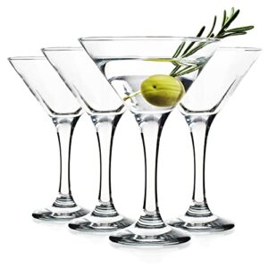 glaver's martini glasses set of 4 cocktail glasses, 6 ounce strong lead-free glass, stemmed margarita, martini glasses, for bar, martini, gimlet, bar, wine and more dishwasher safe