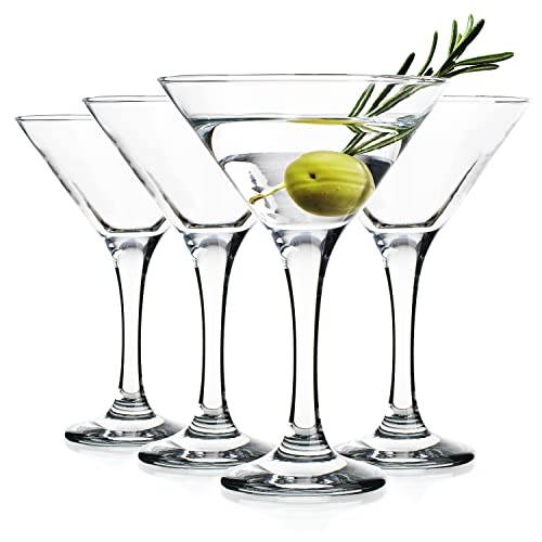 Glaver's Martini Glasses Set of 4 Cocktail Glasses, 6 Ounce Strong Lead-Free Glass, Stemmed Margarita, Martini Glasses, For Bar, Martini, Gimlet, Bar, Wine And More Dishwasher Safe