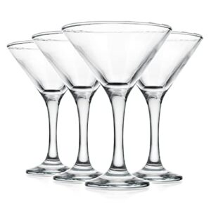 Glaver's Martini Glasses Set of 4 Cocktail Glasses, 6 Ounce Strong Lead-Free Glass, Stemmed Margarita, Martini Glasses, For Bar, Martini, Gimlet, Bar, Wine And More Dishwasher Safe