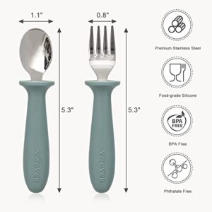 VITEVER 6 Pieces Toddler Utensils, Kids Silverware Set with Silicone Handle, Children Safe Spoons and Forks, 18/8 Stainless Steel, Food-grade Silicone - Dishwasher Safe